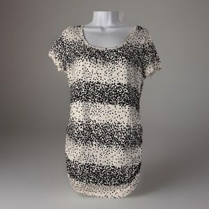 Motherhood Maternity Ruched Top Women's Size M Medium Black /White Polka Dots SS